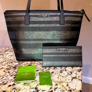 Kate Spade ♠️ Black Silver Purse Wallet Combo